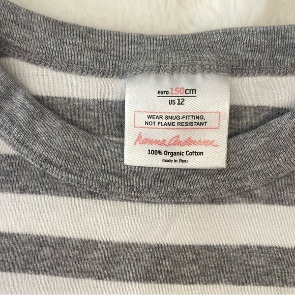 Hanna Andersson Striped Long John Pajama Top, Heather Grey and White, US 12 - Picture 4 of 6